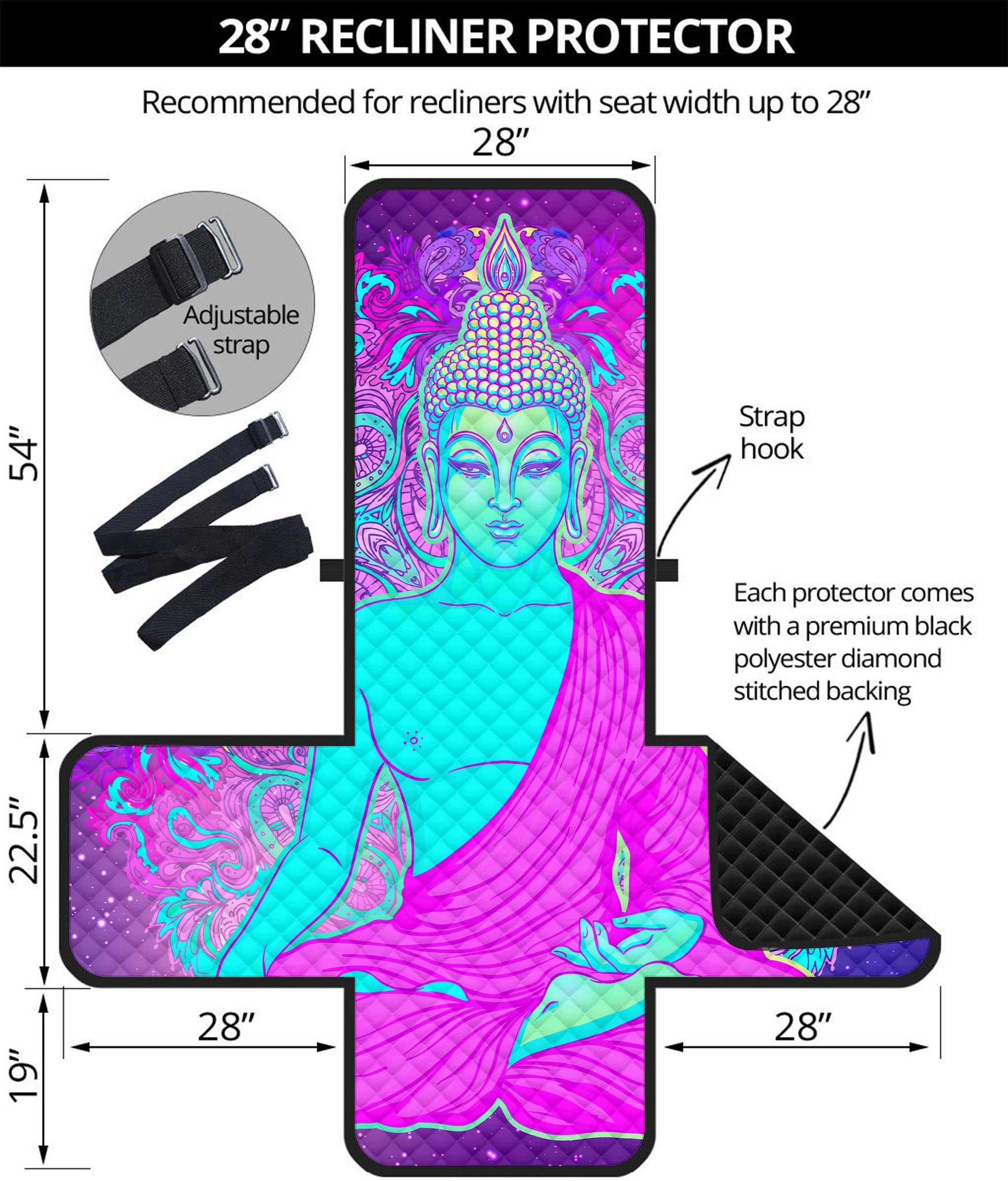 Purple And Teal Buddha Print Recliner Protector