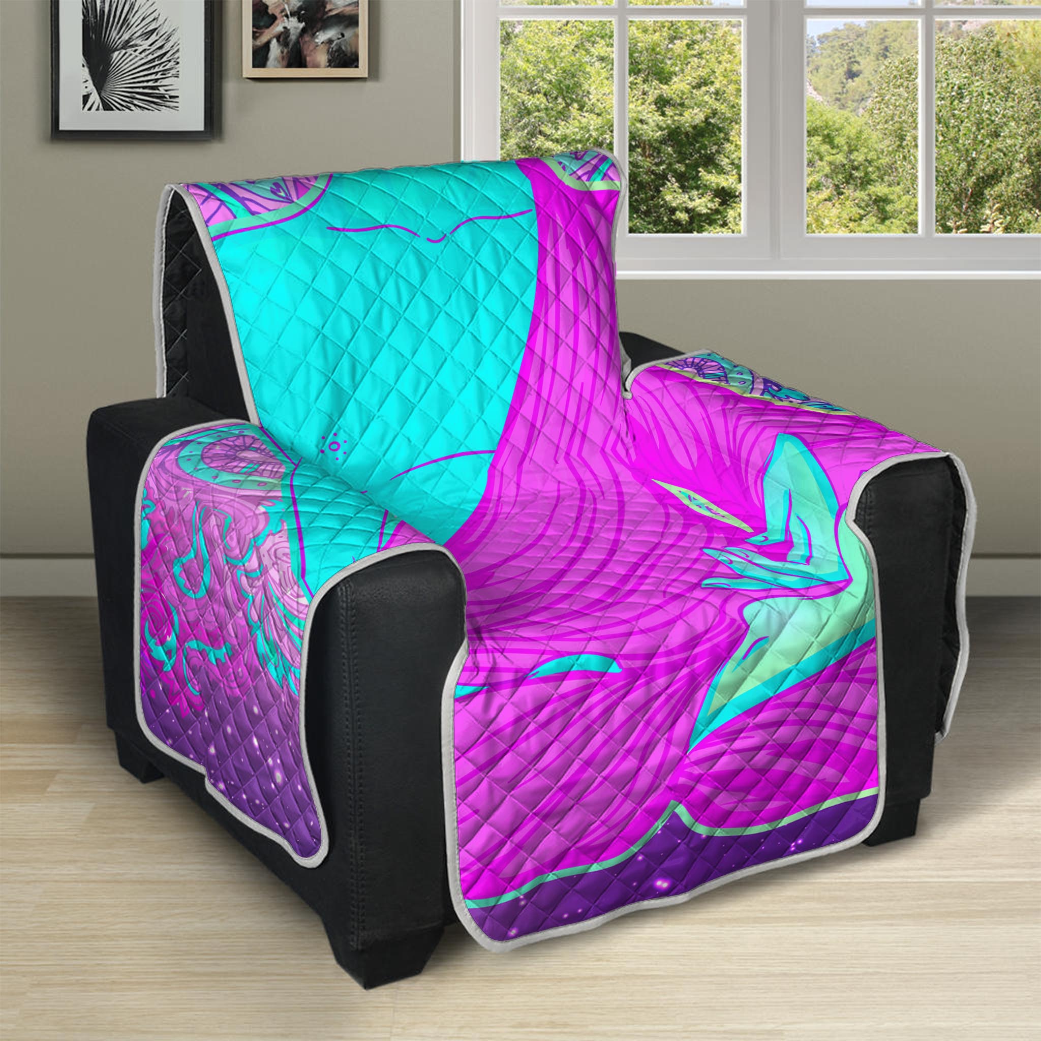 Purple And Teal Buddha Print Recliner Protector