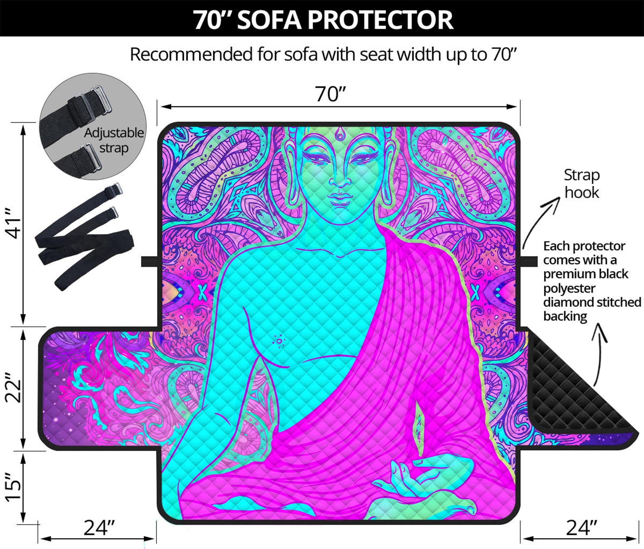 Purple And Teal Buddha Print Sofa Protector