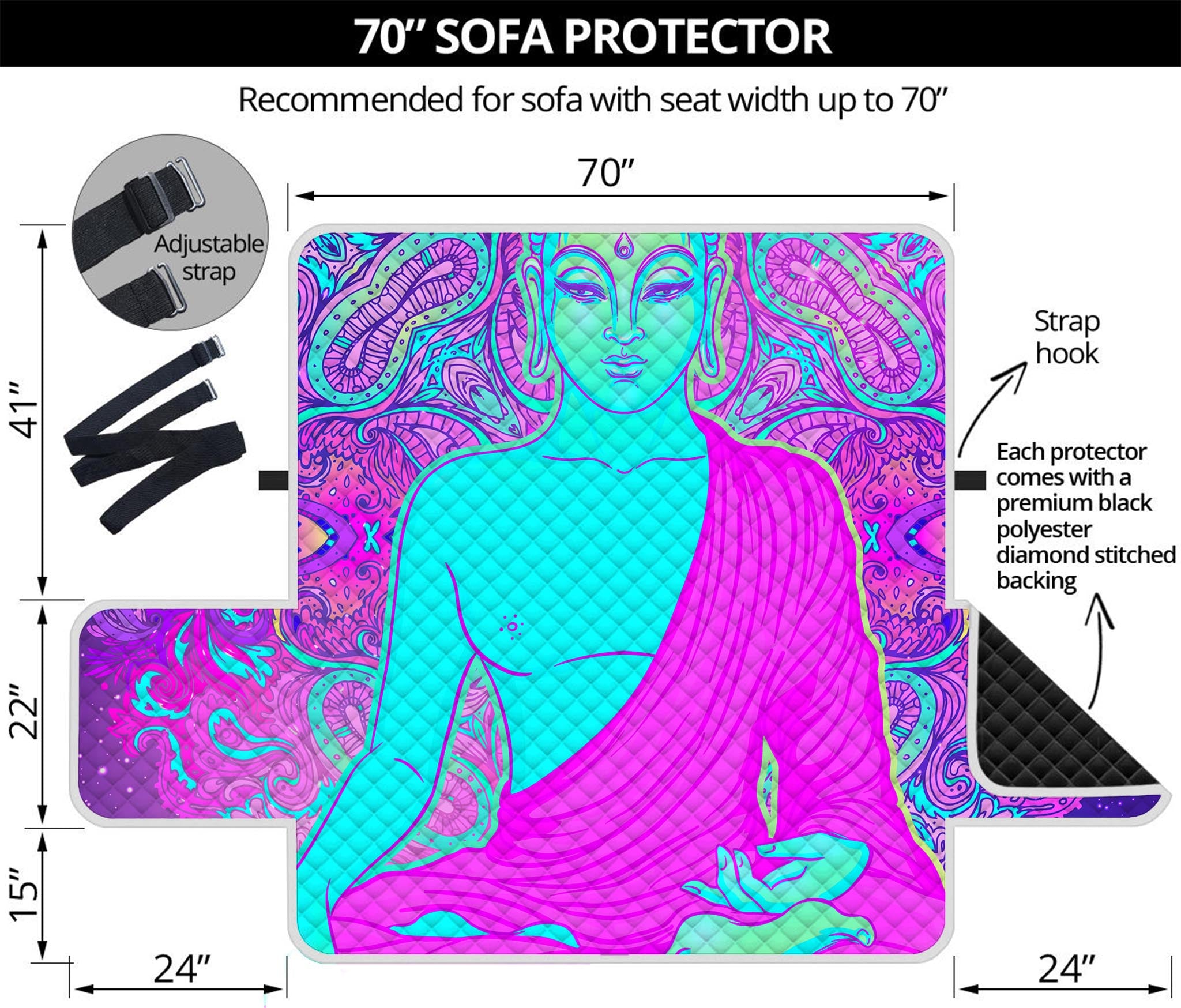 Purple And Teal Buddha Print Sofa Protector