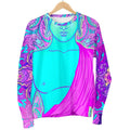 Purple And Teal Buddha Print Women's Crewneck Sweatshirt