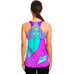 Purple And Teal Buddha Print Women's Racerback Tank Top