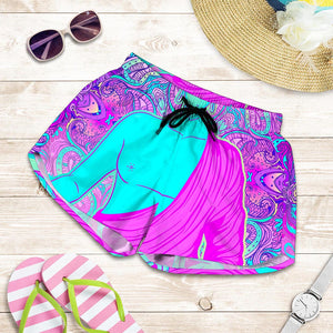 Purple And Teal Buddha Print Women's Shorts