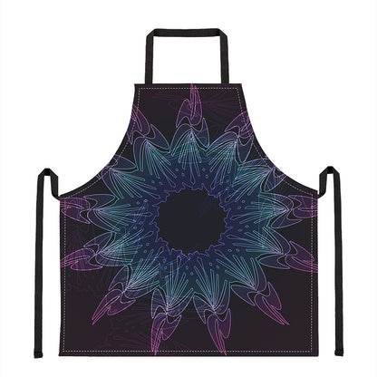 Purple And Teal Dark Mandala Print Apron