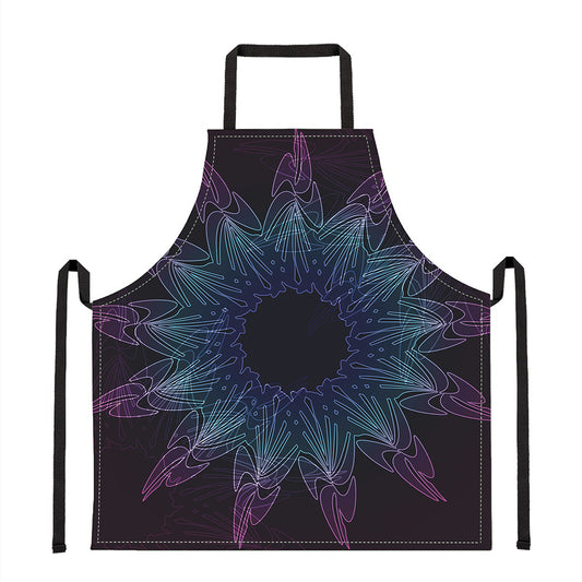 Purple And Teal Dark Mandala Print Apron