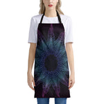 Purple And Teal Dark Mandala Print Apron