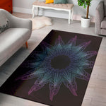 Purple And Teal Dark Mandala Print Area Rug