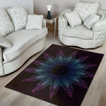 Purple And Teal Dark Mandala Print Area Rug