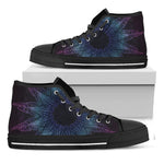 Purple And Teal Dark Mandala Print Black High Top Shoes