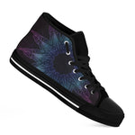 Purple And Teal Dark Mandala Print Black High Top Shoes