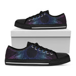 Purple And Teal Dark Mandala Print Black Low Top Shoes 