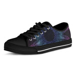 Purple And Teal Dark Mandala Print Black Low Top Shoes 