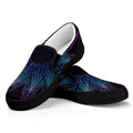 Purple And Teal Dark Mandala Print Black Slip On Sneakers