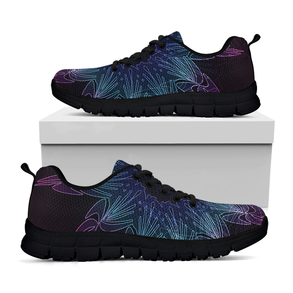 Purple And Teal Dark Mandala Print Black Sneakers