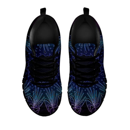 Purple And Teal Dark Mandala Print Black Sneakers