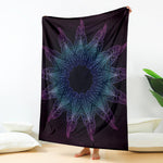 Purple And Teal Dark Mandala Print Blanket