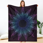 Purple And Teal Dark Mandala Print Blanket