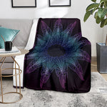 Purple And Teal Dark Mandala Print Blanket