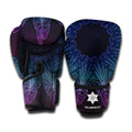 Purple And Teal Dark Mandala Print Boxing Gloves