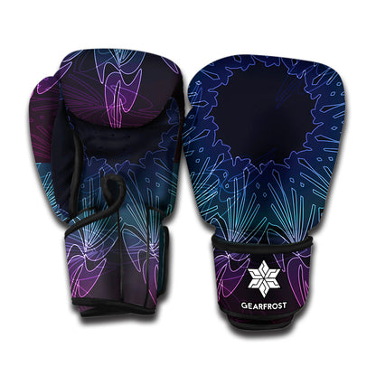 Purple And Teal Dark Mandala Print Boxing Gloves