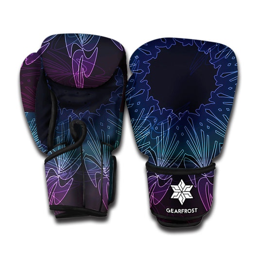Purple And Teal Dark Mandala Print Boxing Gloves
