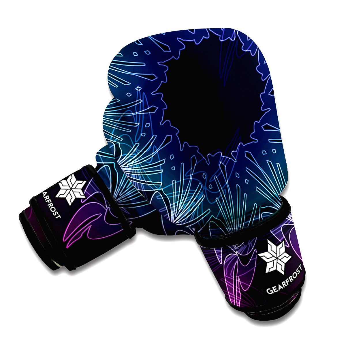 Purple And Teal Dark Mandala Print Boxing Gloves