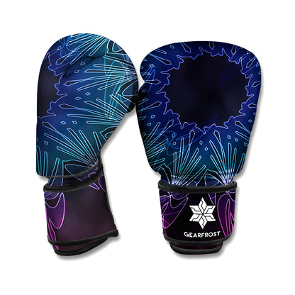 Purple And Teal Dark Mandala Print Boxing Gloves