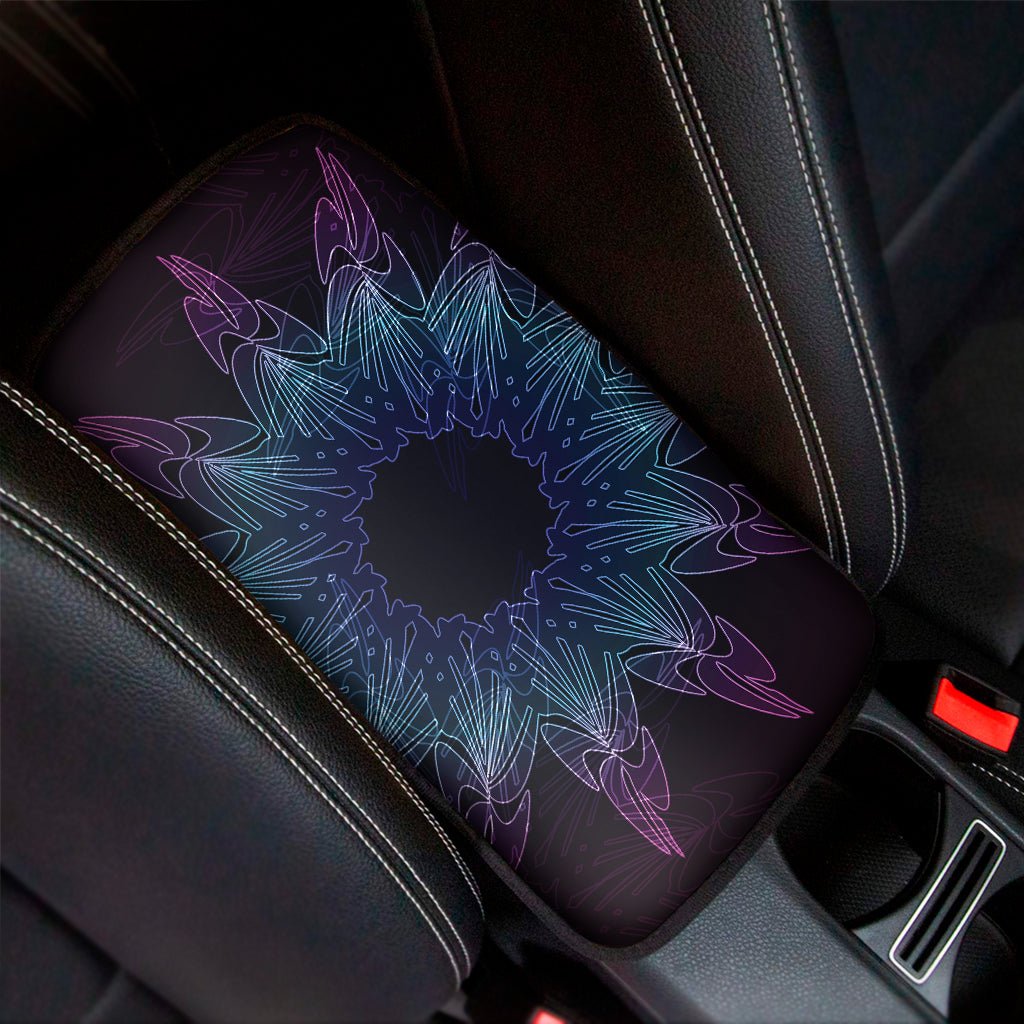 Purple And Teal Dark Mandala Print Car Center Console Cover