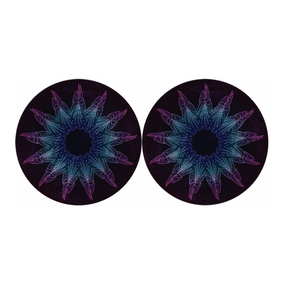 Purple And Teal Dark Mandala Print Car Coasters