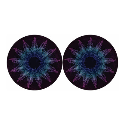 Purple And Teal Dark Mandala Print Car Coasters