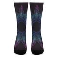 Purple And Teal Dark Mandala Print Crew Socks