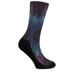 Purple And Teal Dark Mandala Print Crew Socks