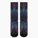 Purple And Teal Dark Mandala Print Crew Socks