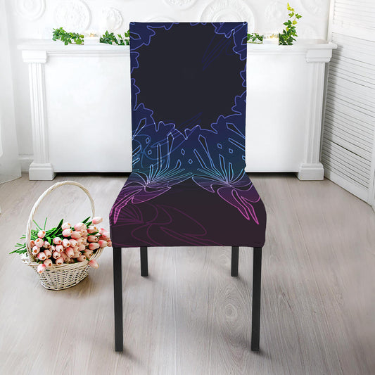 Purple And Teal Dark Mandala Print Dining Chair Slipcover