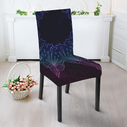 Purple And Teal Dark Mandala Print Dining Chair Slipcover