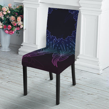 Purple And Teal Dark Mandala Print Dining Chair Slipcover