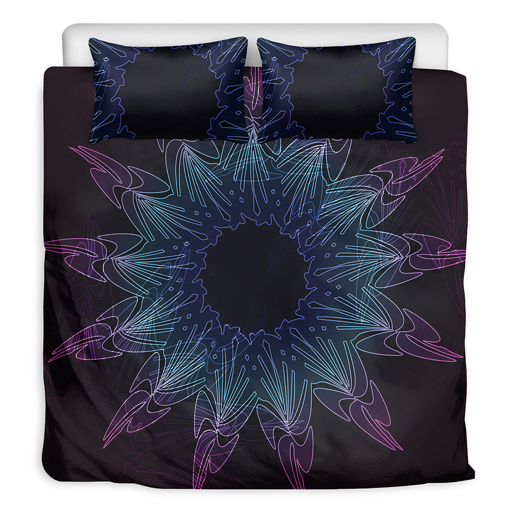Purple And Teal Dark Mandala Print Duvet Cover Bedding Set