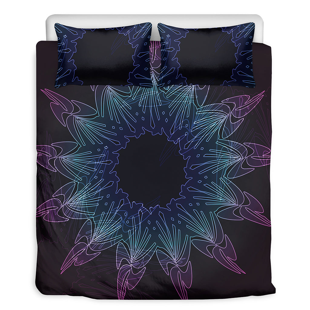 Purple And Teal Dark Mandala Print Duvet Cover Bedding Set