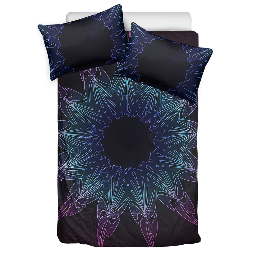 Purple And Teal Dark Mandala Print Duvet Cover Bedding Set