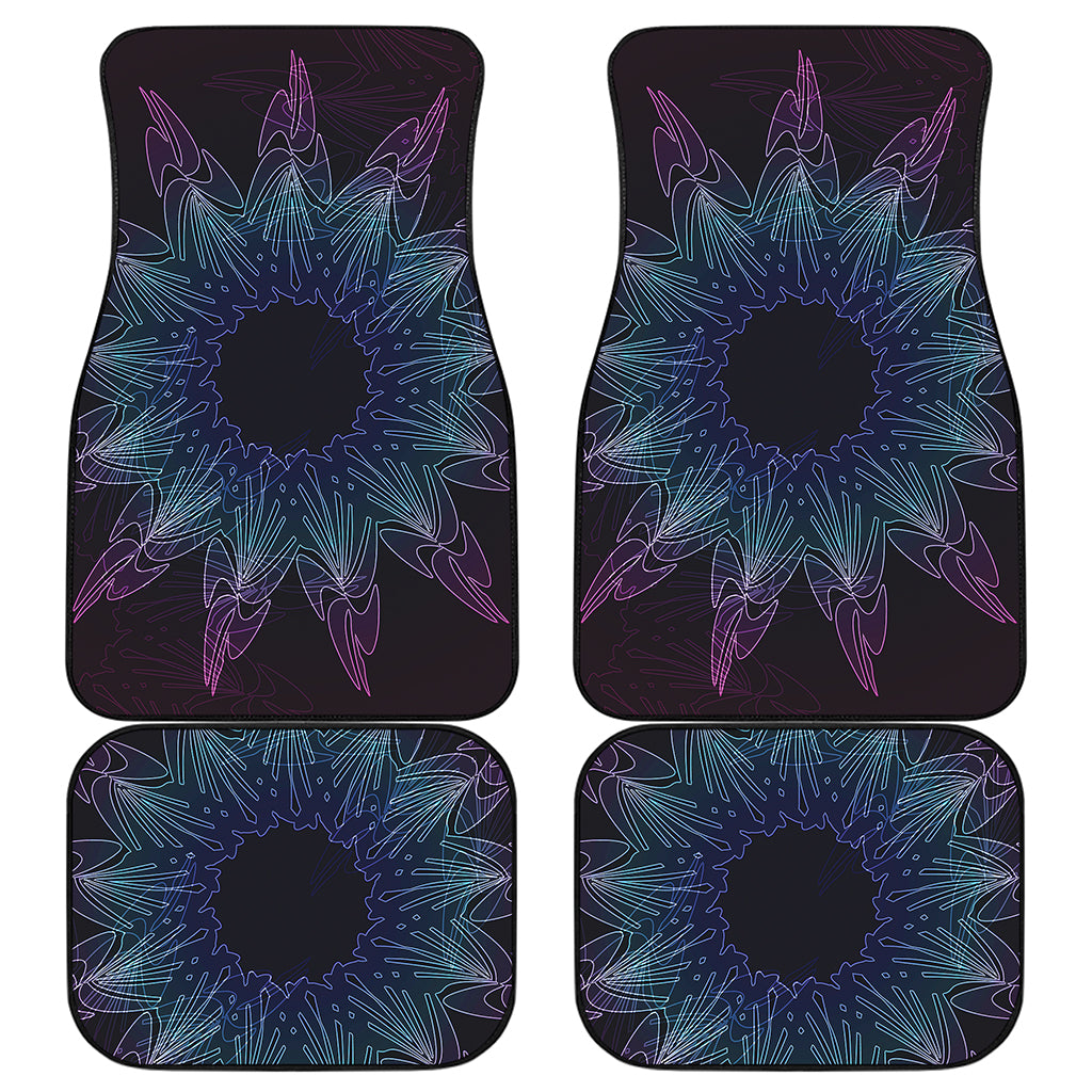 Purple And Teal Dark Mandala Print Front and Back Car Floor Mats