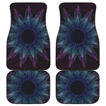 Purple And Teal Dark Mandala Print Front and Back Car Floor Mats