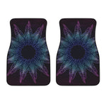 Purple And Teal Dark Mandala Print Front Car Floor Mats