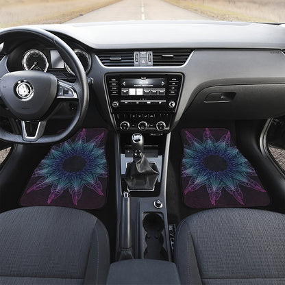 Purple And Teal Dark Mandala Print Front Car Floor Mats