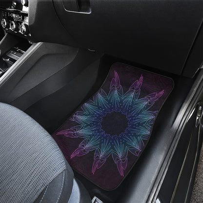 Purple And Teal Dark Mandala Print Front Car Floor Mats