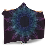 Purple And Teal Dark Mandala Print Hooded Blanket