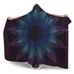 Purple And Teal Dark Mandala Print Hooded Blanket