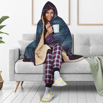 Purple And Teal Dark Mandala Print Hooded Blanket