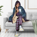 Purple And Teal Dark Mandala Print Hooded Blanket