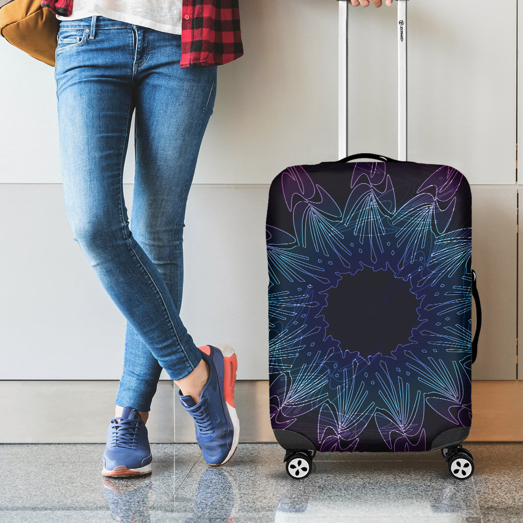 Purple And Teal Dark Mandala Print Luggage Cover
