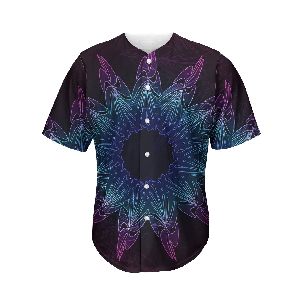 Purple And Teal Dark Mandala Print Men's Baseball Jersey